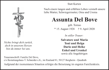 Anzeige von Assunta Del Bove von  Werbepost 