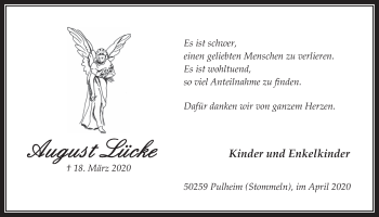 Anzeige von August Lücke von  Wochenende 