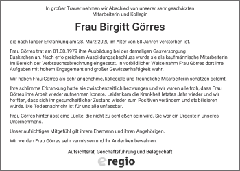 Anzeige von Birgitt Görres von  Blickpunkt Euskirchen 