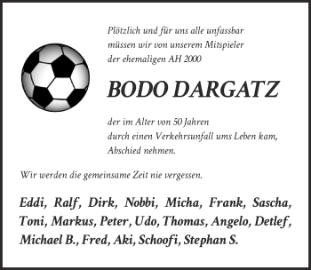 Anzeige von Bodo Dargatz von  Kölner Wochenspiegel 
