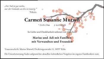 Anzeige von Carmen Susanne Mutwil von  Schlossbote/Werbekurier 