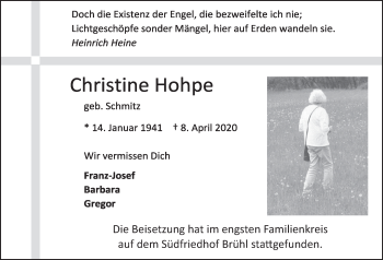 Anzeige von Christine Hohpe von  Schlossbote/Werbekurier 