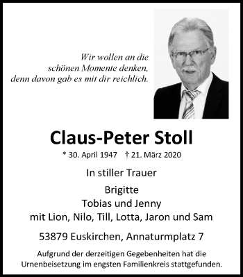 Anzeige von Claus-Peter Stoll von  Blickpunkt Euskirchen 