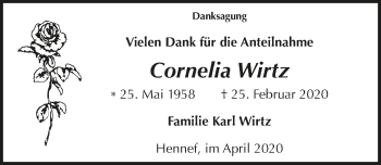 Anzeige von Cornelia Wirtz von  Extra Blatt 