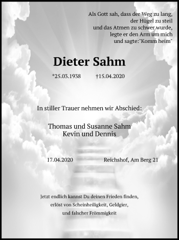 Anzeige von Dieter Sahm von Kölner Stadt-Anzeiger / Kölnische Rundschau / Express