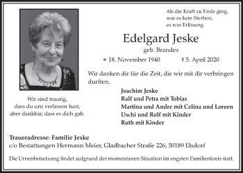 Anzeige von Edelgard Jeske von  Werbepost 