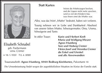 Anzeige von Elisabeth Schnabel von  Werbepost 