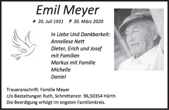 Anzeige von Emil Meyer von  Schlossbote/Werbekurier 
