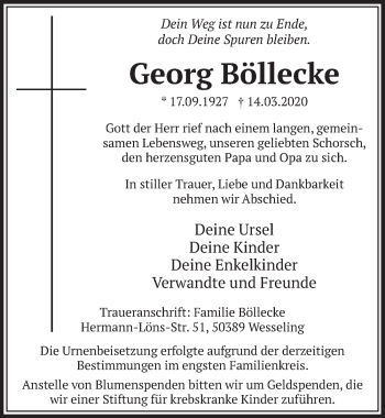 Anzeige von Georg Böllecke von  Schlossbote/Werbekurier 