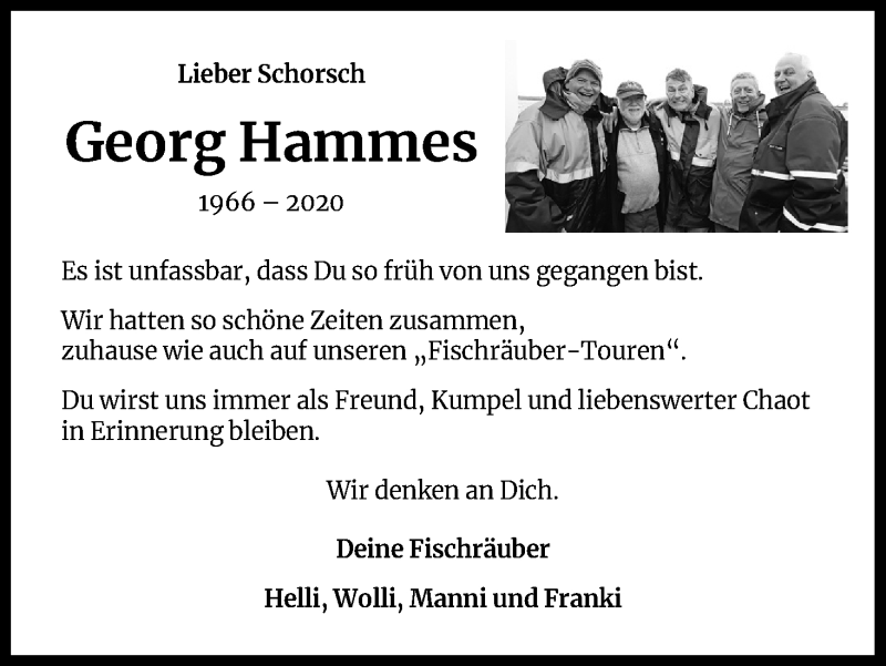  Traueranzeige für Georg Hammes vom 07.04.2020 aus Kölner Stadt-Anzeiger / Kölnische Rundschau / Express