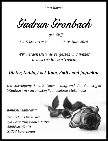 Anzeige von Gudrun Gronbach von  Lokale Informationen 