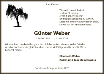 Anzeige von Günter Weber von  Schaufenster/Blickpunkt 