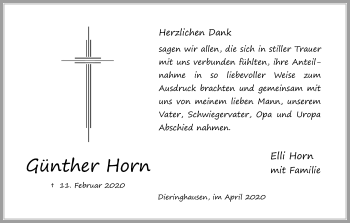 Anzeige von Günther Horn von Kölner Stadt-Anzeiger / Kölnische Rundschau / Express