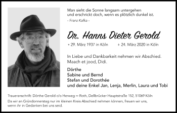 Anzeige von Hanns Dieter Gerold von Kölner Stadt-Anzeiger / Kölnische Rundschau / Express