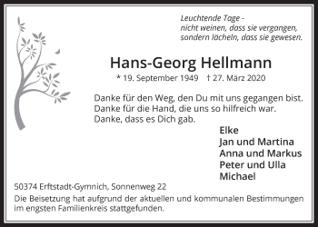 Anzeige von Hans-Georg Hellmann von  Werbepost 