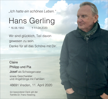 Anzeige von Hans Gerling von Kölner Stadt-Anzeiger / Kölnische Rundschau / Express
