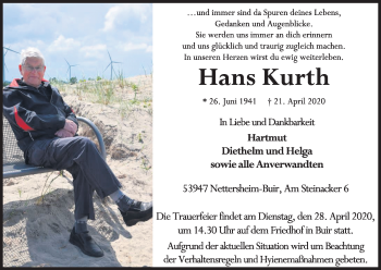 Anzeige von Hans Kurth von Kölner Stadt-Anzeiger / Kölnische Rundschau / Express