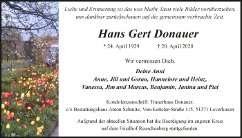 Anzeige von Hans Gert Donauer von  Lokale Informationen 