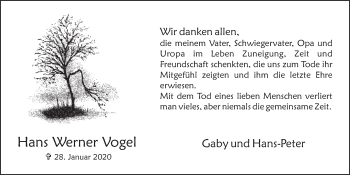 Anzeige von Hans Werner Vogel von  Blickpunkt Euskirchen 