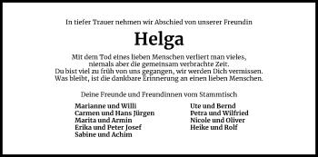 Anzeige von Helga  von Kölner Stadt-Anzeiger / Kölnische Rundschau / Express