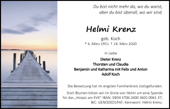 Anzeige von Helmi Krenz von  Bergisches Handelsblatt 
