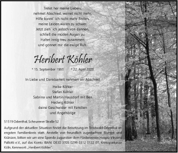 Anzeige von Heribert Köhler von  Bergisches Handelsblatt 