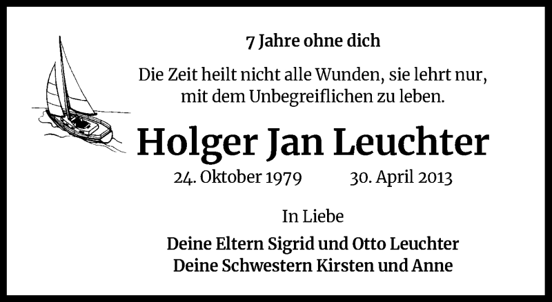  Traueranzeige für Holger Jan Leuchter vom 30.04.2020 aus Kölner Stadt-Anzeiger / Kölnische Rundschau / Express