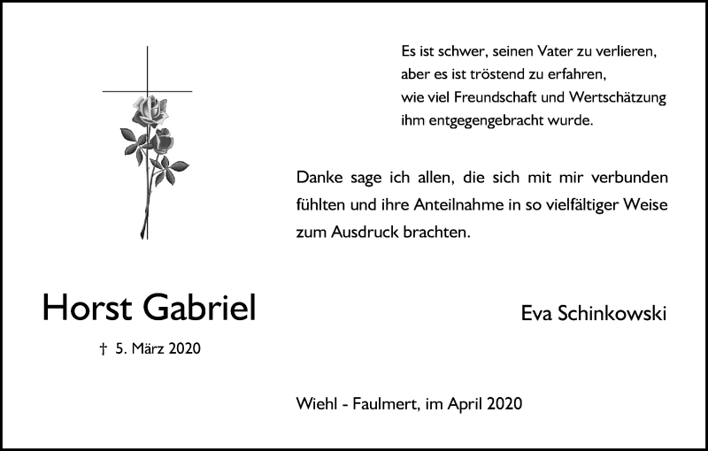  Traueranzeige für Horst Gabriel vom 18.07.2023 aus Kölner Stadt-Anzeiger / Kölnische Rundschau / Express