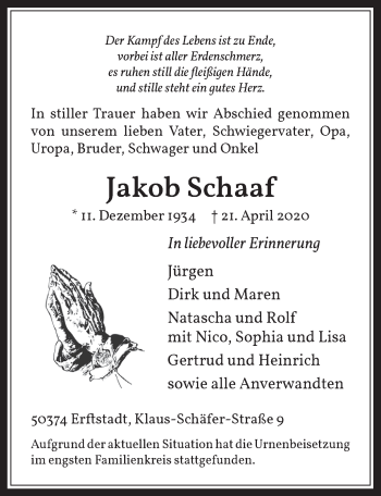 Anzeige von Jakob Schaaf von  Werbepost 