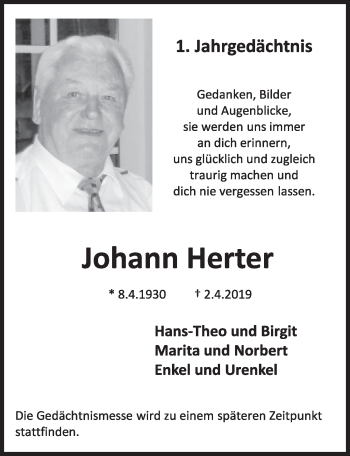 Anzeige von Johann Herter von  Schaufenster/Blickpunkt  Schlossbote/Werbekurier 