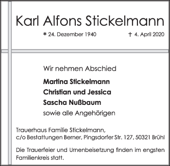 Anzeige von Karl Alfons Stickelmann von  Schlossbote/Werbekurier 