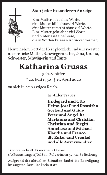 Anzeige von Katharina Grusas von  Werbepost 