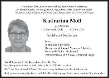 Anzeige von Katharina Moll von  Werbepost 