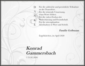 Anzeige von Konrad Gammersbach von  Anzeigen Echo 