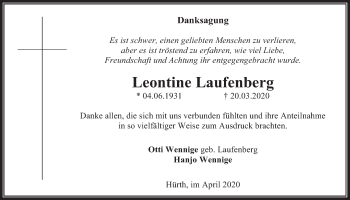 Anzeige von Leontine Laufenberg von  Wochenende 