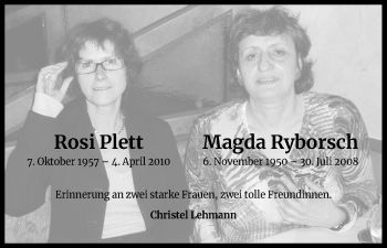Anzeige von Magda Ryborsch von Kölner Stadt-Anzeiger / Kölnische Rundschau / Express