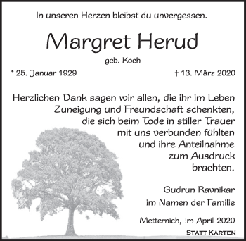 Anzeige von Margaret Herud von  Blickpunkt Euskirchen 
