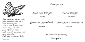 Anzeige von Maria Langen von  Schlossbote/Werbekurier 