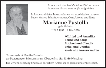 Anzeige von Marianne Pustolla von  Schlossbote/Werbekurier 