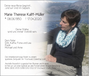 Anzeige von Marie Therese Kalff-Müller von Kölner Stadt-Anzeiger / Kölnische Rundschau / Express
