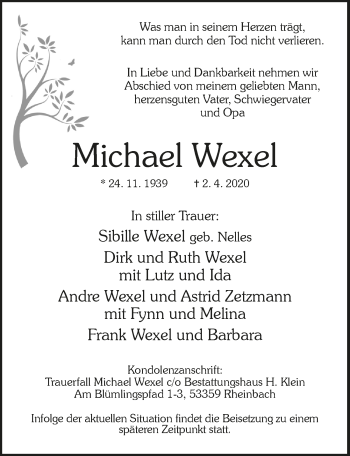 Anzeige von Michael Wexel von  Schaufenster/Blickpunkt 