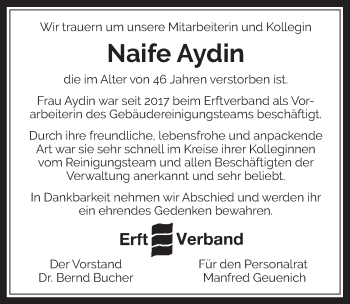Anzeige von Naife Aydin von  Werbepost 