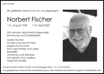 Anzeige von Norbert Fischer von Kölner Stadt-Anzeiger / Kölnische Rundschau / Express
