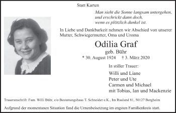Anzeige von Odilia Graf von  Werbepost 