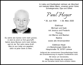 Anzeige von Paul Heyer von Kölner Stadt-Anzeiger / Kölnische Rundschau / Express