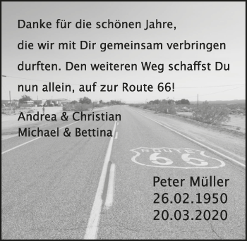 Anzeige von Peter Müller von  Bergisches Handelsblatt 