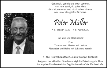 Anzeige von Peter Müller von Kölner Stadt-Anzeiger / Kölnische Rundschau / Express