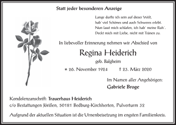 Anzeige von Regina Heiderich von  Werbepost 