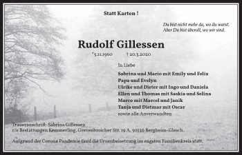 Anzeige von Rudolf Gillessen von  Werbepost 