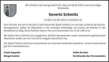 Anzeige von Severin Schmitz von  Wochenende 